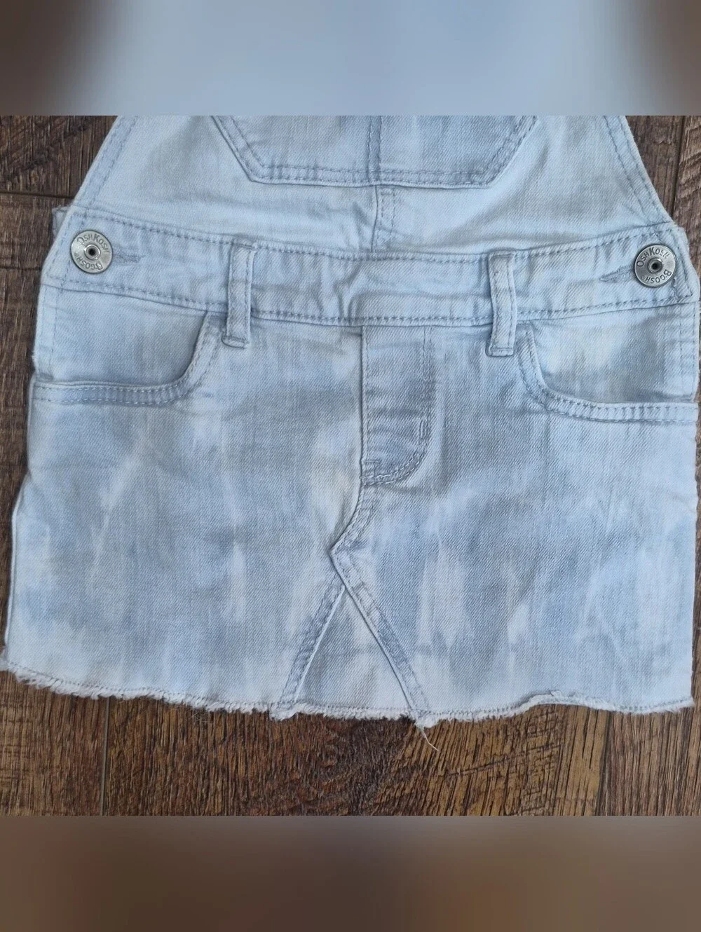 OshKosh B'gosh Girls Blue Denim Pinafore Overall Dress Sleeveless Pockets Size 2